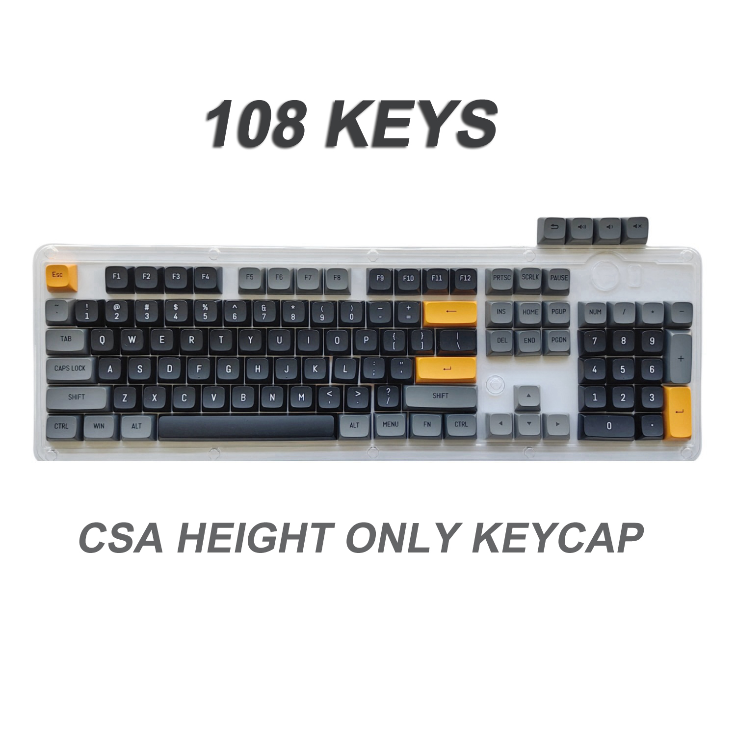 Office Tech - แป้นพิมพ์108 CSA PBT keycap สีเทาสีดำเรียบง่ายจับคู่เกมเด็กชายสำนักงาน DIY